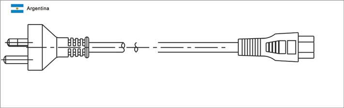 阿根廷IRAM插头与IEC 60320 C5电源线