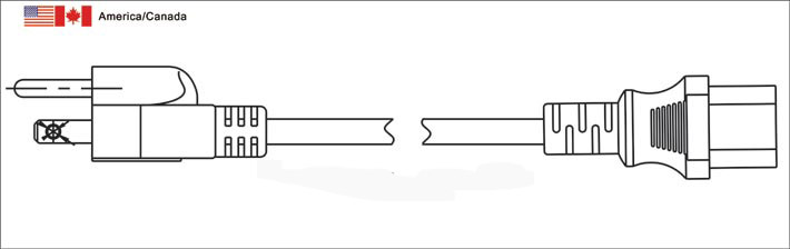 NEMA5-15P 美国UL插头配IEC 60320 C13电源线