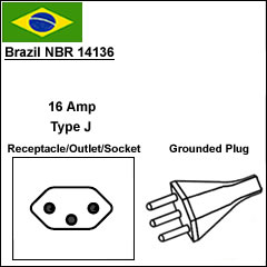 巴西16A NBR 14136插头