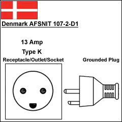 丹麦AFSNIT 107-2-D1 10A电源线