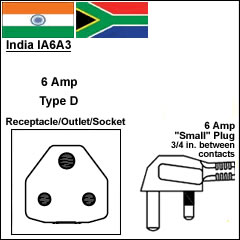 印度 IA6A3 6A电源线