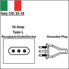 意大利 CEI 23-16 10A电源线插头