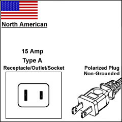 北美 15A 两芯电源线