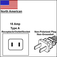 北美两芯 15A插头