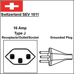 瑞士 SEV 三芯 16A SEV 1011电源线