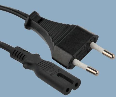 印尼SNI两芯4.0mm插针插头2.5A配 IEC 60320 C7电源线