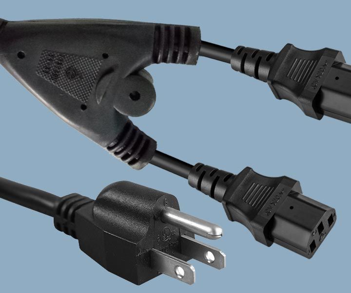电源线Y型分支器NEMA5-15P插头配IEC 60320 C13